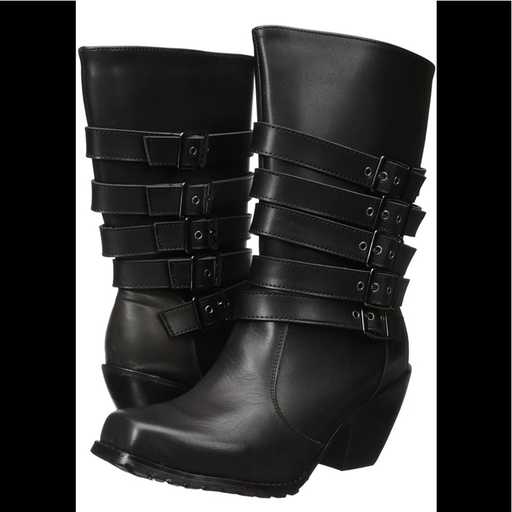 Ride Tecs leather 5-buckle moto boots